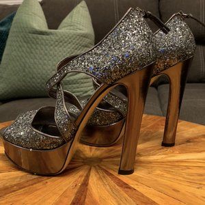 Miu Miu Glitter Platform Sandals